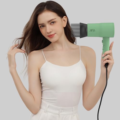 AINA Hair Dryer with Diffuser, Comb | Blow Dryer for Women Compact Travel Professional Ionic Blow Dry | Cold Shot Button 110V/ALCI (Jade Green) - color: Jade Green, size: 4 Piece