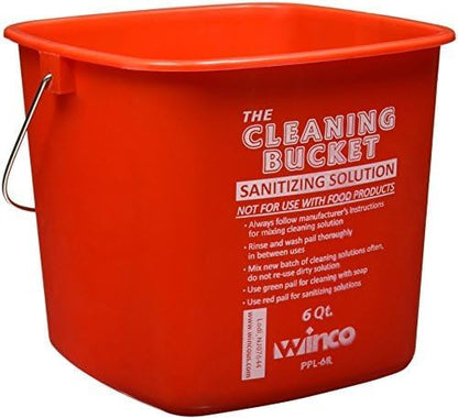 Winco Cleaning Bucket, 6-Quart, Red Sanitizing Solution (Pack of 12) - color: Red, size: 6 Quart (Pack of 12)