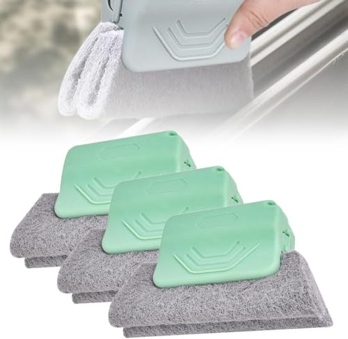 2026 New Magic Window Track Cleaner, 3Pcs Multipurpose Cleaning Brush for Window Grooves, Sliding Door Tracks, Tile Grout Lines, Shutter Slats, Car AC Vents, and Narrow Gaps (Green) - color: Green