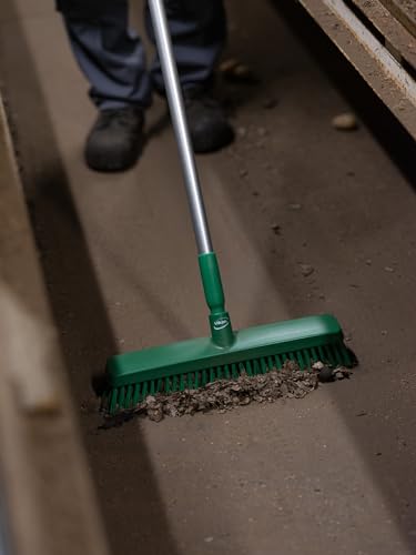 Vikan 31759 16" Heavy-Duty Push Broom, Soft/Stiff, Black - color: Black