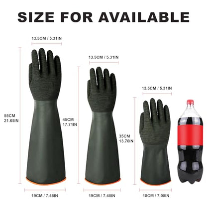 North Tower Heavy Duty Rubber Gloves, Industrial Gloves Waterproof Reusable Protective Work for Cleaning, Dishwashing, Upgraded with Non-Slip Design, Black(22in,1pair) - size: 22”（1 pair）