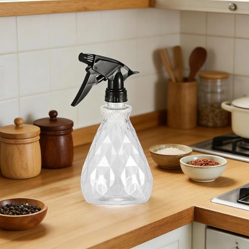 Ergonomic Spray Bottle 500ml – Adjustable Mist & Stream Nozzle, Multipurpose Trigger Sprayer for Cleaning, Gardening, Hair Styling, Pet Training – Reusable Clear Plastic Bottle (1 Pack)