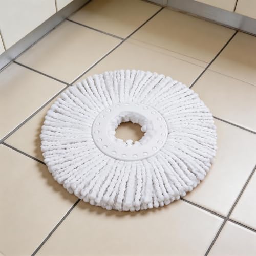 Spin Mop Heads Refill, Easy Wring Microfiber Replacement Pads for Deep Cleaning 6-Pack Universal Fit for Most Round Spin Mops - color: White