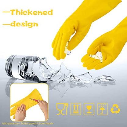 Rubber Reusable Gloves Long Household Dishwashing Gloves Kitchen Cleaning for Dishes Clean Gardening - color: Yellow, size: X-Large