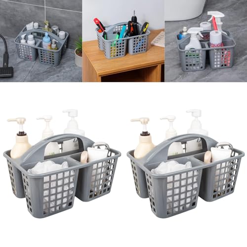 Portable Shower Caddy Basket,Convenient Cleaning Supplies Organizer with Compartments and Handle,Ideal for Bathroom, Bedroom, Kitchen, College Dorm,Garden,etc.gray-2 Pcs - color: grayP2