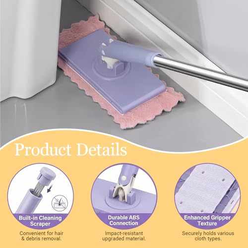 Snapy Gripl Minil Mopa Cleanc,2026 New Clipc Mopa Workss Bothl Dryy and Wetq Cleaning,Suitableba for cleaningba wardrobeba wallssa，Zero Touch Minil Mopa One-Touchh Clothh Replacementt (Purple) - color: Purple