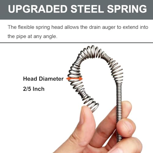 Drain Auger, Clog Remover with Drill Adapter, 25 Feet Flexible Plumbing Snake Use Manually or Powered(Gray) - color: Gray