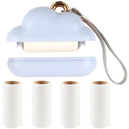 Mini Lint Roller Travel Size, Reusable Pet Hair Remover for Clothes with 150 Refillable Sheets (Blue) - color: Blue