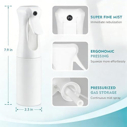 Continuous Spray Bottle, 6.8 OZ Hair Spray Bottles, Ultra-Fine Mister Spray Bottle for Hairstyling, Cleaning, Plants, Pets, Salons, and More (1 Pack) - color: Whole White