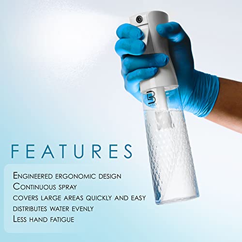 L3 Beveled Spray Bottle - Continuous Spray with a Fine Mist Pattern - Barber and Hair Stylist Supplies - Less Hand Fatigue Compared to Standard Bottles - Level Three Barber Spray - 300 ml (Clear) - color: Clear