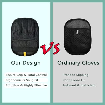 2-Pack Reusable Electrostatic Pet Hair Remover Gloves for Furniture, Carpets, Car Interiors & Auto Upholstery.