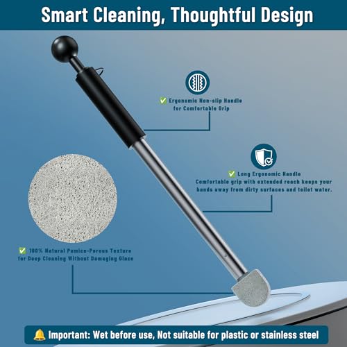 Pumice Stone Toilet Bowl Cleaner,16.7Inch Toilet Pumice Stone with Handle Cleans Hard Water Ring Calcium Buildup&Stains for Toilet Bath Kitchen Household Cleaning (Black) - color: Black