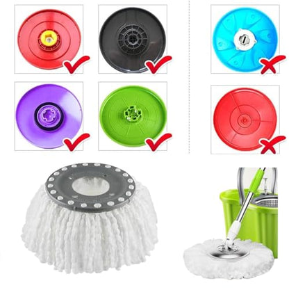 Spin Mop Heads Replacement Refill for Old Hurricane Mr.Clean 360 Spin Magic Rotating Round Mop Microfibre,Universal Spin Mop Heads Clean Mop Head Refill for Standard Mops (4 Pack)