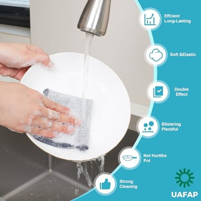 12 PCS Non Scratch Wire Dishcloth, Cleans Fast Without Scratching, Stands Up to Stuck-on Grime, Multi-Surface Safe, Wire Dishwashing Rag Cleaning Power for Everyday Jobs 7.87“ x 7.87” - color: 12pcs[three-layer]