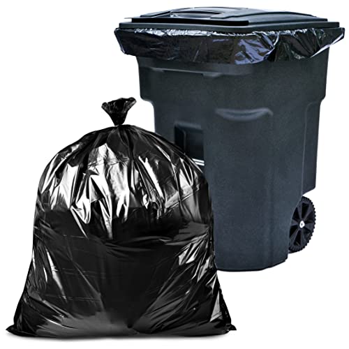 Tasker 95-96 Gallon Trash Bags Heavy Duty (Mega-Value 50/Bags w/Ties) 95-100 Gallon Trash Bags│Black Heavy Duty Trash Bag │Extra Large Garbage Bags