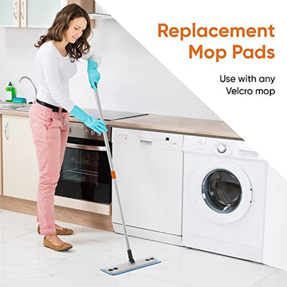Superio Microfiber Mop Pads, Refill Miracle Mop, Microfiber Mop Replacement Head with Velcro, 16 Inch Mop Refill for Flat, Spray Mop Set -Blue
