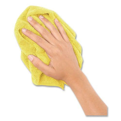 Boardwalk Microfiber Cleaning Cloths, 12-Pack, Yellow, 12" Square, Superior Absorption, Washable, Lint & Streak Free, Used Wet Or Dry - color: Yellow