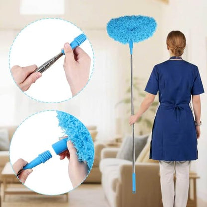 Ceiling Fan Cleaner Duster Reusable Microfiber Removable Extendable Duster with 95" Telescoping Pole for Cleaning Walls Furniture Door Window Top (Blue) - size: 24-104inch
