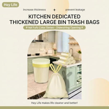 4 Gallon Cream Drawstring Trash Bags - Ultra-Thick 2.4mil Double-Sided Heavy Duty Garbage Bags - Leakproof & Tear-Resistant Small Wastebasket Liners for Bathroom, Office (4gal-180) - color: 4gal-180