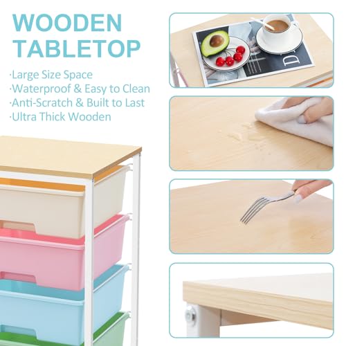 Utility Cart with 4 Drawers,Rolling Storage Cart with Drawers,Storage Rolling Drawer Cart,Rainbow - color: Rainbow