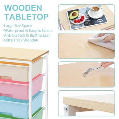 Utility Cart with 4 Drawers,Rolling Storage Cart with Drawers,Storage Rolling Drawer Cart,Rainbow - color: Rainbow