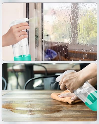 Rionisor Glass Spray Bottles with Silicone Sleeve Protection, Empty 16OZ Reusable Spray Bottles, Refillable Containers with Spray Nozzles for Cleaning Solutions, Plants and Essential Oils 1 Pack Green - color: Green, style: 1 Pack