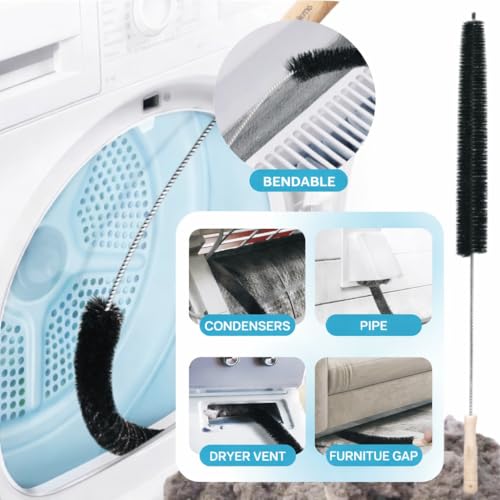 8-Piece Washing Machine Cleaning Brush Set, Dryer Vent Cleaner Kit, Front Load Washer Gasket Cleaner Brush, Crevice Gap Brush for Sink, Grout, Tile & Bathroom, Long Handle Household Cleaning Tools