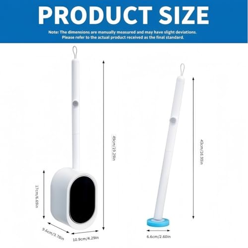 Disposable Toilet Brush Set with Wall-Mounted Holder - Disposable Cleaning Brush with Replaceable Heads for Bathroom, Hygienic Toilet Cleaning Tool Kit (White & Blue) - color: 60 Replacement Brush Heads