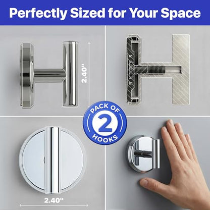 HOME SO Suction Cup Hooks for Shower & Bathroom Towel Holder 2-Pack – Suction Cups Hooks for Hanging Towels, Robes, & Coats - Tiles, Glass Door or Mirror – Shower Hooks & Towel Hooks - Chrome T-Shape - style: Chrome