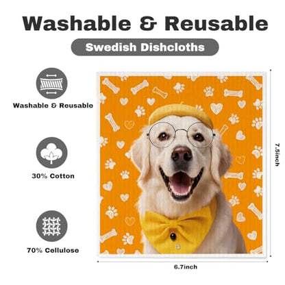 5 Pcs Cute Puppy Swedish Dishcloths, Dog Themed Swedish Dishcloth, Artistic Dish Cloths for Drying Dishes, Reusable Cleaning Cloths, Housewarming Gifts for Women - color: Lm 04249