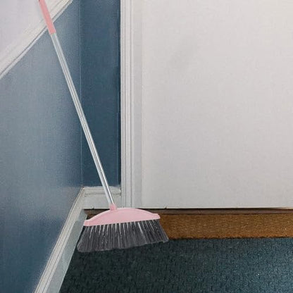 SOLUSTRE Heavy Duty Long Handle Broom with Large Angle Head, Sturdy Courtyard and Indoor Sweeping Broom for Pet Hair and Outdoor Cleaning