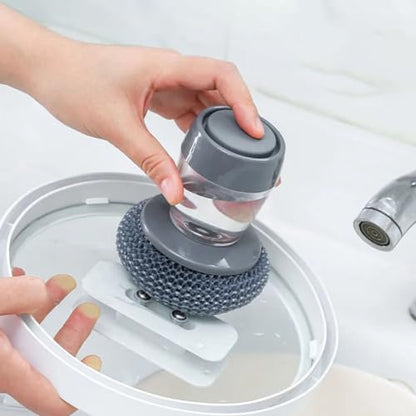 NOLITOY 1Set Hydraulic Palm Cleaning Brush Versatile Kitchen Scrubbing Tool for Dishes Pots Surfaces Refillable Soap Dispensing Feature Durable Bristles for Non Stick Cookware