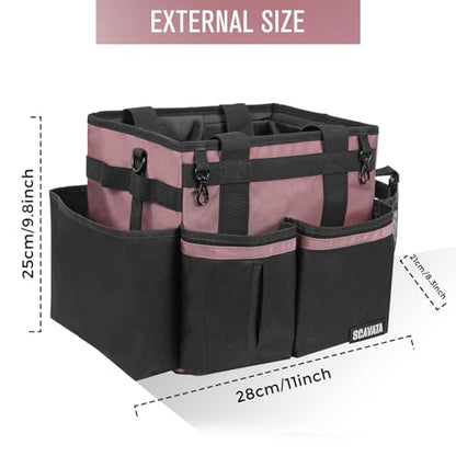 SCAVATA Compact Wearable Cleaning Caddy, Small Cleaning Caddy Supplies Organizer with Handle & Shoulder Straps for Housekeepers, Under Sink & Car Cleaning Tool Organizers Bag (LotusPink) - color: LotusPink