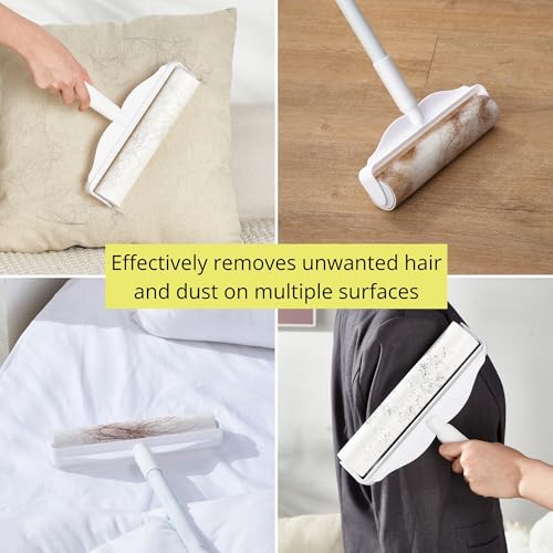 True & Tidy StickyPro XL Lint Roller Value Set with 2 Lint Roller Refills, Heavy-Duty Durable, Adjustable Handle Works Great on Pet Hair, Clothing, Furniture and More, 360 Sheets Total, Refillable - size: Lint Roller with 4 Refills
