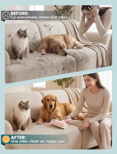 DELOMO Pet Hair Removal Tool, Pet Hair Remover - Lint Roller for Pet Hair - Cat and Dog Hair Remover for Couch, Furniture, Carpet, Car Seat, Reusable Lint Roller with Fur Bin, Pet Owner Essential - color: D: Pink（gift Choice）