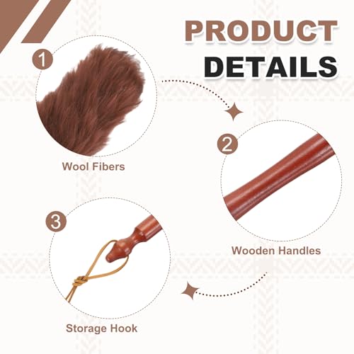 uxcell Wool Duster, 20.5" Natural Feather Cleaner Household Cleaning Duster with Solid Wooden Handle for Cleaning Fans Window Blinds Shelves Furniture, Coffee - color: Coffee, size: 20.5"