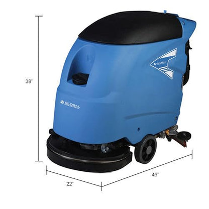 Global Industrial Commercial Electric Walk-Behind Auto Floor Scrubber, Corded, 20"W Cleaning Path & 30"W Squeegee, 12 Gal. Solution Tank, 15 Gal. Recovery Tank