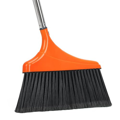 Heavy-Duty Angle Broom for Floor Cleaning with 52" Long Handle Stiff Bristle Angle Commercial and Industrial Broom, Indoor Outdoor Broom for Garage Kitchen Office Lobby Patio - size: 1 Pack