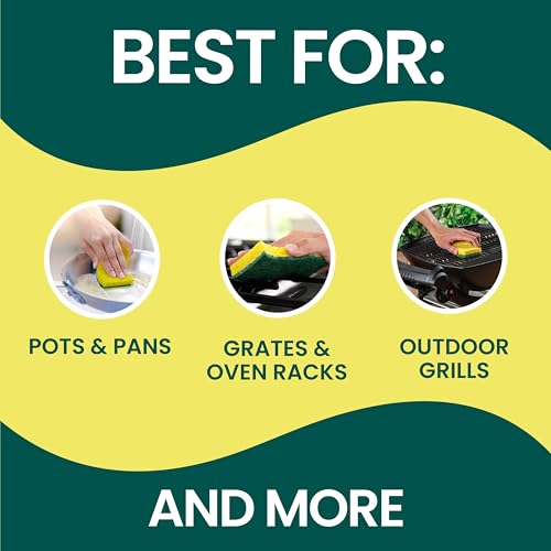 Scotch-Brite Heavy Duty Scrub Sponge, 9 Kitchen Sponges for Tough Messes, Lasts 3X Longer, Best for Cast Iron Skillets & Outdoor Grills, Flexible, Durable & Strong (Pack of 5) - size: 9 Scrub Sponges (Pack of 5)