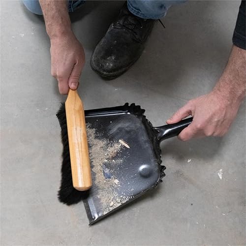 Marshalltown 13 1/2 Inch Beaver Tail Brush, Masonry Brush with Black Horsehair Fibers, Concrete Shop Brush for Masonry and Mortar Work, Assembled in USA, 6517