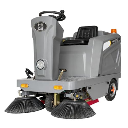 Ride-on Floor Sweeper Machine 92,600 Sq ft/h Efficiency 26.5 Gal Dustbin, 51" Brush Width Industrial Cleaning Machine,800W Brushless Motor, Grey