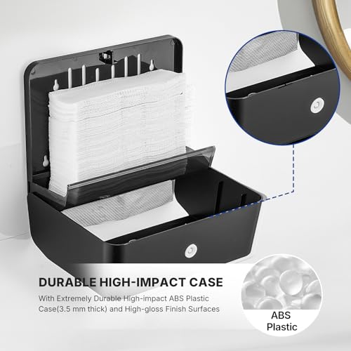 Commercial Paper Towel Dispenser Wall Mounted, Trifold/C-Fold/Multifold Hand Towel Holder, Hand Towel Dispenser for Bathroom Tissue Dispenser, Large Capacity 200 Sheets (Black-5853) - color: Black-5853