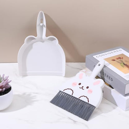 Upgrade Small White Broom and Dustpan Set, Hand Dustpan and Brush Set, Cute White Mini Broom and Dust pan Sets, Little Dust Pan for Home Use Tabletop Debris Cleaning Pet Guinea Pig Cages - color: Gray