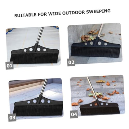 Didiseaon Wide Outdoor Broom Heavy Duty Stainless Steel Push Sweeper for Gardens Detachable Brush for Courtyards Versatile Cleaning Tool for Concrete Brick and Floors