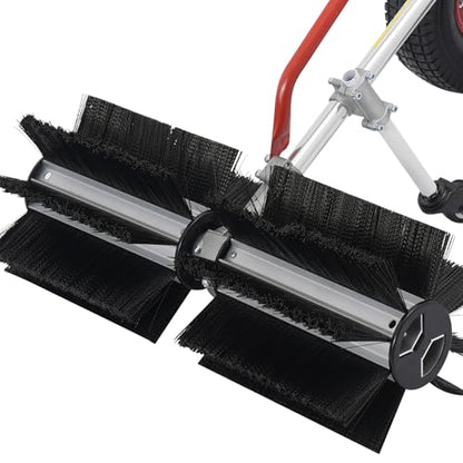 Handheld Gas Broom Sweeper 31CC 2.3HP 4 Stroke Handheld Power Sweeper Outdoor Snow Sweeping Broom for Driveway Turf Grass Snow Lawn Sweeper