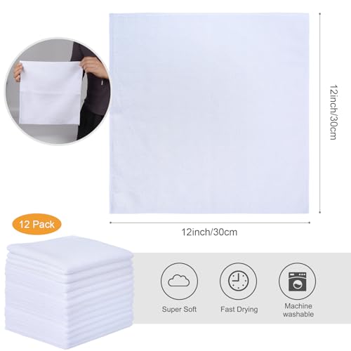 SINLAND Microfiber Cleaning Cloth Dish Cloth Kitchen No Streak Absorbent Dish Rags Lens Cloths 12Inchx12Inch 12 Pack White - color: White