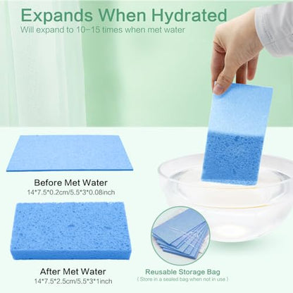 Large Cellulose Sponges, Kitchen Sponge for Dish, Thick Heavy Duty Scrub Pads, Non-Scratch Scrubber for Household/Cookware/Bathroom/Office/Boat 5.5" x 3" x 1" (7 Pack) Blue - color: Blue