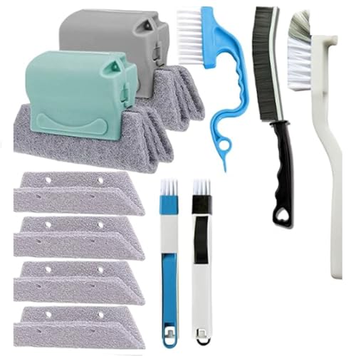 11Pcs Window Track Cleaning Tools, Groove Gap Cleaning Brush Kit, Deep Cleaner for Door Tracks, Sliding Doors, Tile Lines and Shutter
