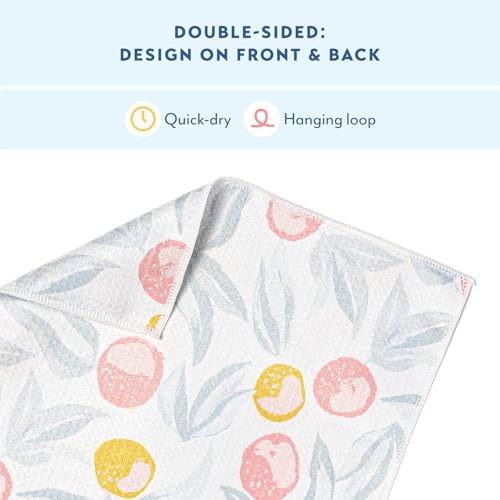 ELYN Microfiber Kitchen Dish Towel & Dish Cloth Set, Quick-Dry & Absorbent Waffle Weave Cleaning Cloths, Set of One Kitchen Towel & Two Washcloths, Paper Towels Alternative (Bold Floral & Geo) - color: Bold Floral & Geo, style: Towel & Cloth Set