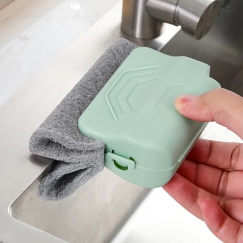 3PCS Car Magic Window Track Cleaner, Vehicle Window Groove Cleaning Brush Tools Set with Handheld, Automotive Air Conditioner Vents Narrow Gaps Clean Brush, Universal Fit (Green) - color: Green